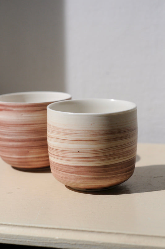 ספל פורצלן מצופה חרסית יפנית ורדרדה