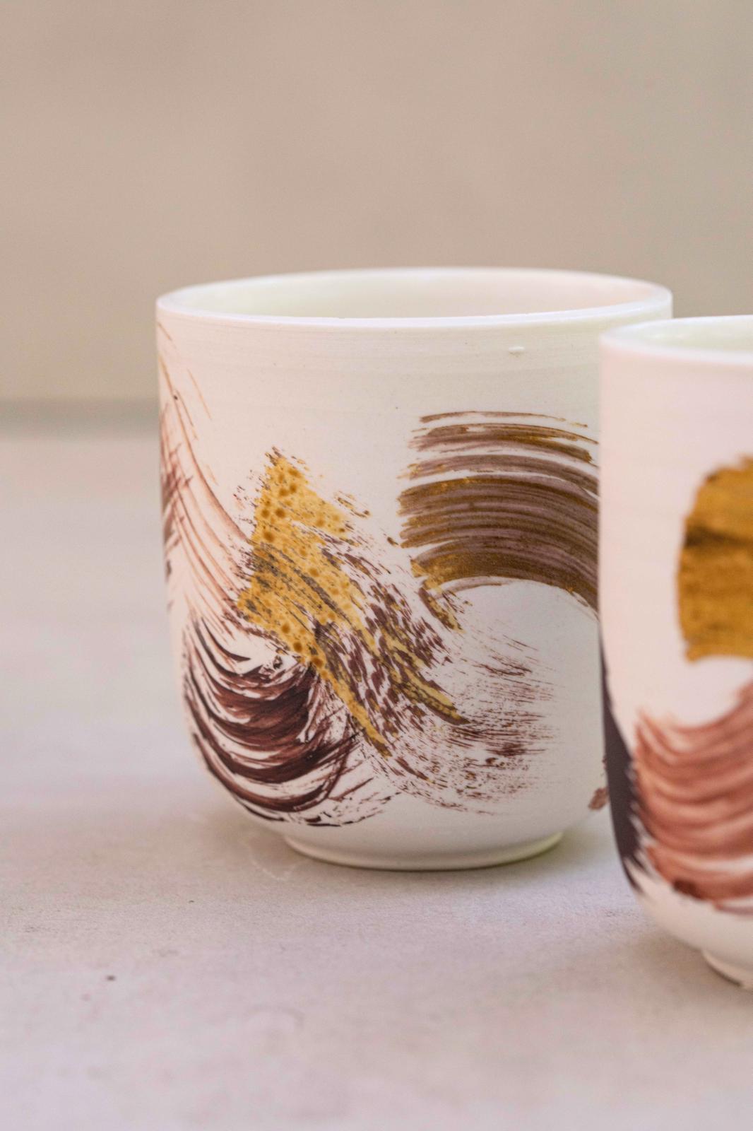 כוס פורצלן מצופה בחרסית יפנית